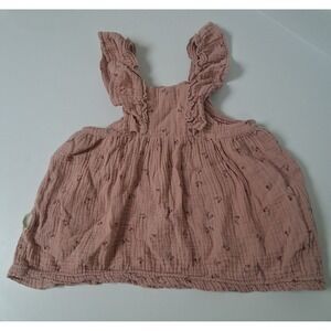 Rabbit + Bear Organic‎ Cotton Baby Dress 24M Pink Cherry Ruffle Cottagecore